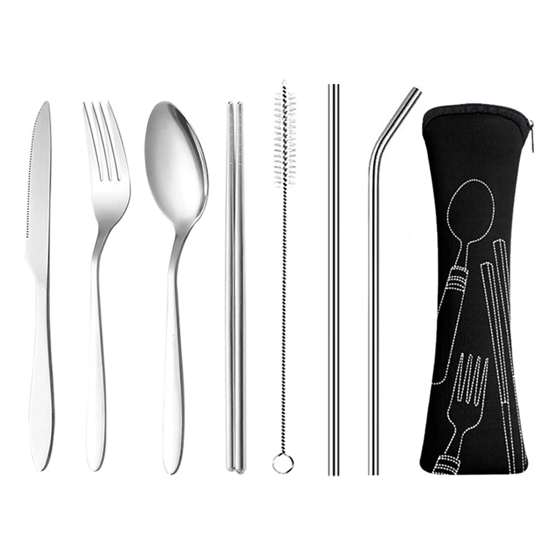 8-Piece Stainless Steel Camping Cutlery Set