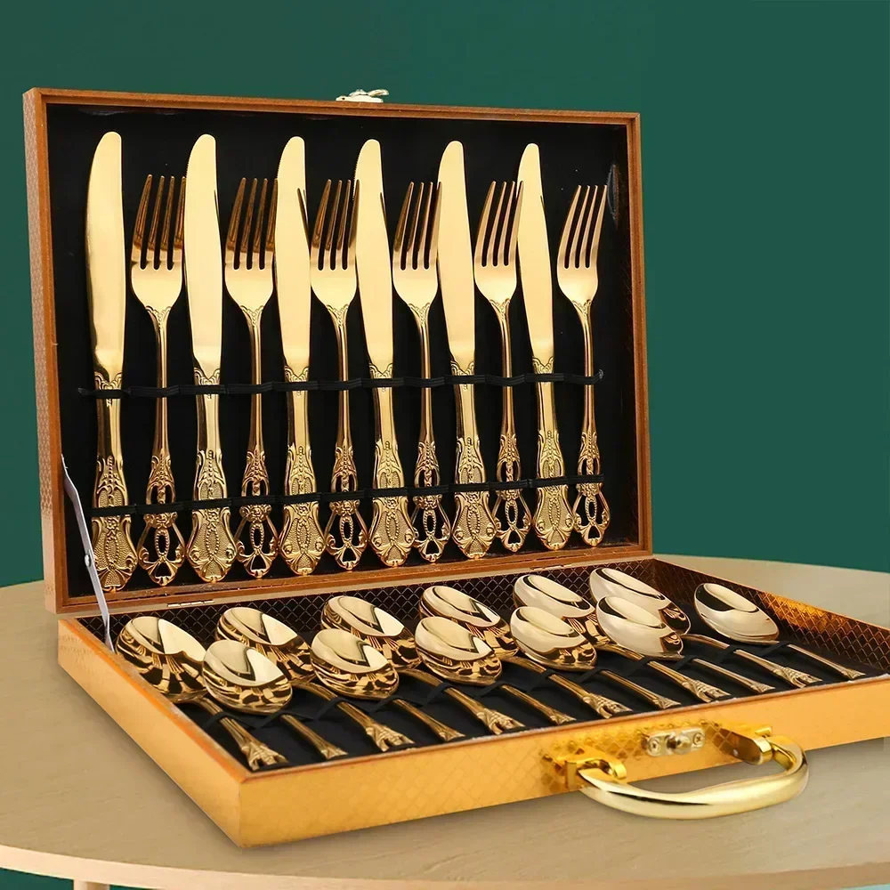 Gold Stainless Steel Cutlery Set 24 Pieces